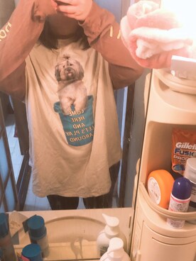 「Candy Stripper（キャンディストリッパー）のアイテム（Tシャツ/カットソー、ブラウン系）」を使った、ぴよさん（レディース・164cm）の春コーディネート
