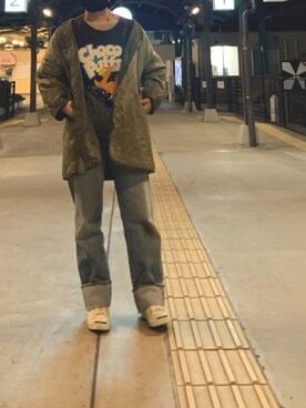 「古着好きな人と繋がりたい」｜「アイテム（ブルゾン）」を使った、*yuki*さん（レディース・152cm）の春コーディネート