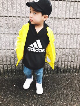 「息子コーデ」｜「アイテム（ジャージ）」を使った、子持ちししゃも🐟さん（レディース・148cm）の春コーディネート