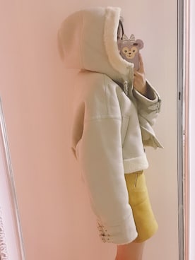 「休闲」｜「アイテム（ムートンコート）」を使った、Sachiさん（レディース・167cm）の冬コーディネート