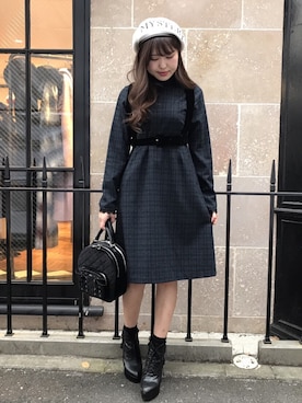 「アイテム（ハンチング/ベレー帽）」を使った、eatme-staffさん（レディース・162cm）の冬コーディネート