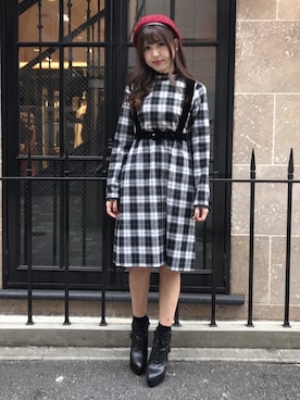 「アイテム（ハンチング/ベレー帽）」を使った、eatme-staffさん（レディース・162cm）の冬コーディネート