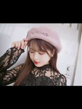 「アイテム（ハンチング/ベレー帽、ピンク系）」を使った、eatme-staffさん（レディース・162cm）の秋コーディネート