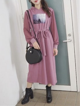 「アイテム（ワンピース/ドレス、パープル系）」を使った、eatme-staffさん（レディース・162cm）の夏コーディネート