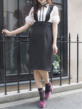 「アイテム（シューズ、パープル系）」を使った、eatme-staffさん（レディース・162cm）の秋コーディネート