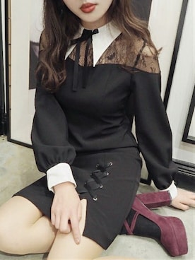 「アイテム（シューズ、パープル系）」を使った、eatme-staffさん（レディース・162cm）の冬コーディネート