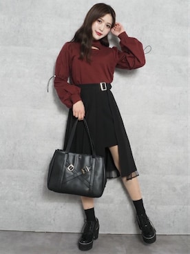 「ラップスカート」｜eatme-staffさん（レディース・162cm）の冬コーディネート