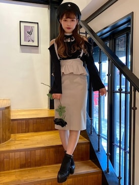 「アイテム（ハンチング/ベレー帽）」を使った、eatme-staffさん（レディース・150cm）の春コーディネート