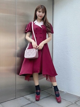 「アイテム（ワンピース/ドレス、レッド系）」を使った、eatme-staffさん（レディース・162cm）の秋コーディネート