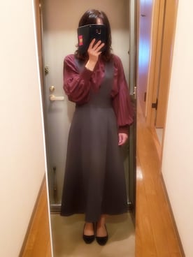 「秋色コーデ」｜「アイテム（ジャンパースカート）」を使った、yukoさん（レディース・153cm）の秋コーディネート