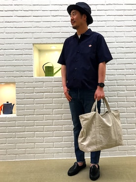 「CHAMULA（チャムラ）のアイテム（スリッポン）」を使った、宮崎 敦さん（メンズ・179cm）の春コーディネート