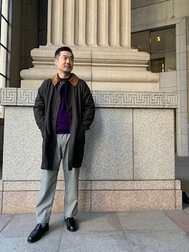 「DANTON（ダントン）のアイテム（パンツ）」を使った、宮崎 敦さん（メンズ・179cm）の秋コーディネート