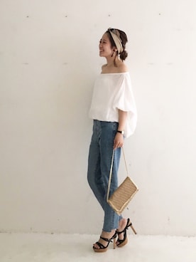 「TODAYFUL（トゥデイフル）のTODAYFUL(トゥディフル)  "ROY's Denim"カットオフデニム（デニムパンツ）」を使った、..natsu..さん（レディース・158cm）の夏コーディネート