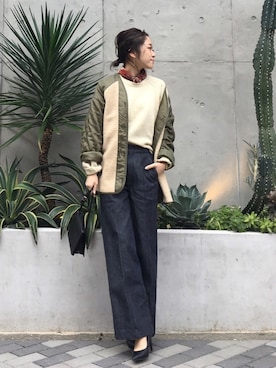 「バンダナ」｜「アイテム（モッズコート）」を使った、..natsu..さん（レディース・158cm）の冬コーディネート