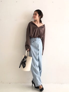 「襟抜きシャツ」｜..natsu..さん（レディース・158cm）の春コーディネート