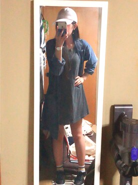 「GORGE（ゴージ）のアイテム（キャップ）」を使った、くろねこさん（レディース・162cm）の夏コーディネート