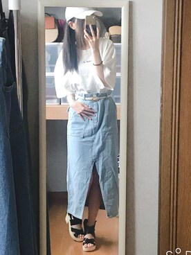 「GORGE（ゴージ）のアイテム（帽子）」を使った、くろねこさん（レディース・163cm）の夏コーディネート