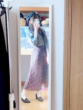 「JEANASIS（ジーナシス）のアイテム（ハンチング/ベレー帽）」を使った、くろねこさん（レディース・162cm）の春コーディネート