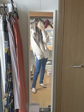 「GU（ジーユー）の（GU）スキニージーンズＥ（WOMEN ⁄ ジーンズ）」を使った、くろねこさん（レディース・162cm）の冬コーディネート