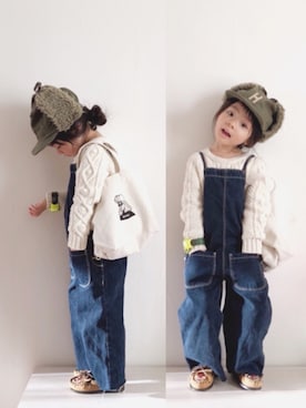 「アイテム（トートバッグ）」を使った、RIOさん（キッズ・90cm）の冬コーディネート