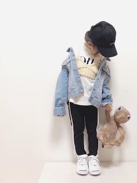 「ジャックパーセル」｜「アイテム（デニムジャケット）」を使った、RIOさん（キッズ・90cm）の冬コーディネート