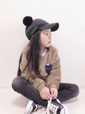 「StompStamp（ストンプスタンプ）のアイテム（トップス）」を使った、RIOさん（キッズ・100cm）の秋コーディネート