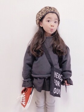 「D.fesense（ディーフェセンス）のアイテム（バッグ）」を使った、RIOさん（キッズ・100cm）の冬コーディネート