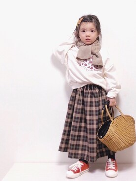 「アイテム（スカート）」を使った、RIOさん（キッズ・100cm）の冬コーディネート