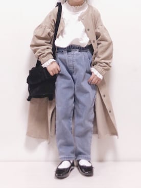 「フリルネック」｜「アイテム（その他）」を使った、RIOさん（キッズ・100cm）の冬コーディネート