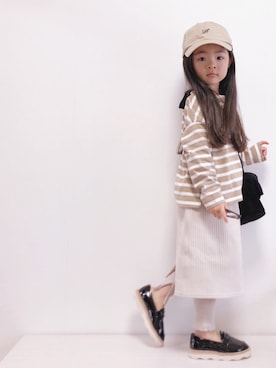 「アイテム（スカート）」を使った、RIOさん（キッズ・100cm）の春コーディネート