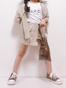 「アイテム（トートバッグ）」を使った、RIOさん（キッズ・100cm）の春コーディネート