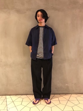 「RECOMMEND  ITEM STYLING」｜「アイテム（スラックス）」を使った、宮部　恭輔さん（メンズ・167cm）の夏コーディネート