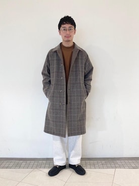 「RECOMMEND  ITEM STYLING」｜「アイテム（ステンカラーコート）」を使った、宮部　恭輔さん（メンズ・167cm）の秋コーディネート