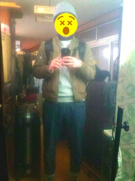 「ニット帽コーデ」｜「アイテム（ブルゾン）」を使った、Reさん（メンズ・179cm）の冬コーディネート