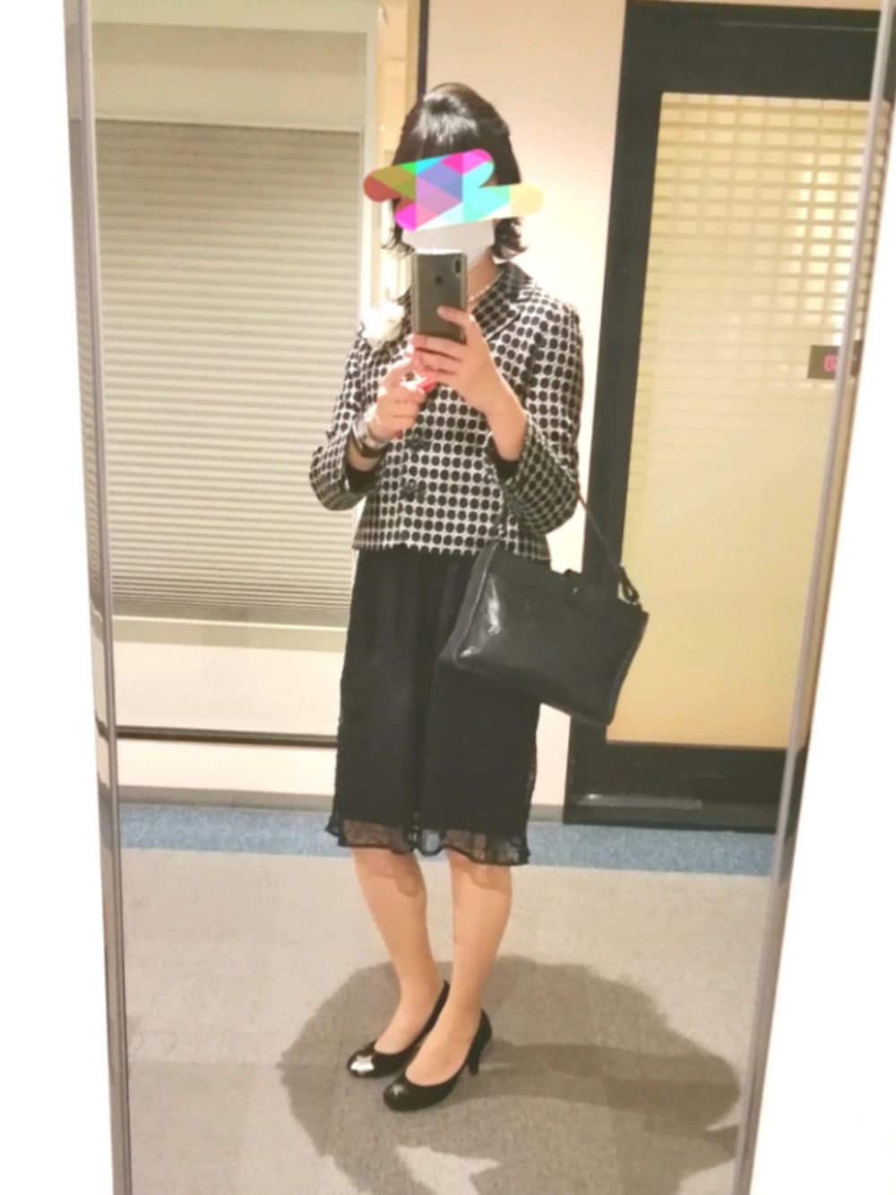 「卒園式、入学式、大人コーデ、キレイめ、ワンピース、オケージョン、ママコーデ」｜「SHIPSのアイテム（ワンピース、ブラック系）」を使った、めほんさん（レディース・161cm）の春コーディネートの1枚目の写真
