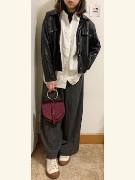 「盐系风格」｜「アイテム（ジャケット/アウター）」を使った、KKKayさん（レディース・158cm）の冬コーディネート