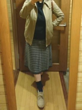 「POU DOU DOU（プードゥドゥ）のアイテム（ブルゾン）」を使った、mochaさん（レディース・155cm）の夏コーディネート