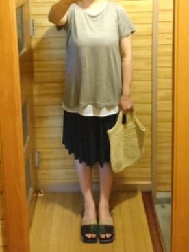 「studio CLIP（スタディオクリップ）のアイテム（チュニック）」を使った、mochaさん（レディース・155cm）の夏コーディネート