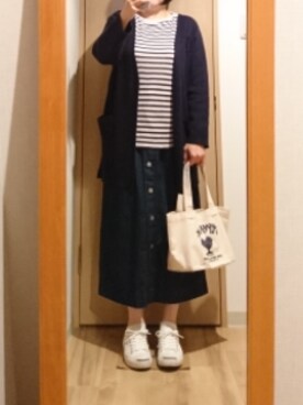 「HOLLYWOOD RANCH MARKET（ハリウッドランチマーケット）のアイテム（トートバッグ）」を使った、mochaさん（レディース・155cm）の秋コーディネート