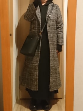 「Aunt Marie's（アントマリーズ）のAUNT MARIE'S バックプリーツフーディーワンピース（ワンピース）」を使った、mochaさん（レディース・155cm）の冬コーディネート