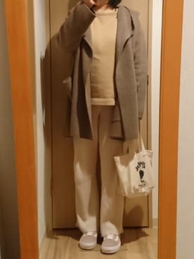 「HOLLYWOOD RANCH MARKET（ハリウッドランチマーケット）のアイテム（トートバッグ）」を使った、mochaさん（レディース・155cm）の冬コーディネート
