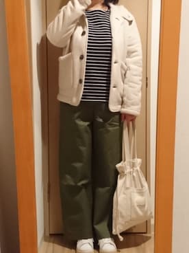 「アイテム（ピーコート）」を使った、mochaさん（レディース・155cm）の春コーディネート
