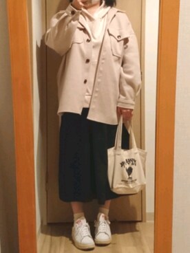 「HOLLYWOOD RANCH MARKET（ハリウッドランチマーケット）のアイテム（トートバッグ）」を使った、mochaさん（レディース・155cm）の春コーディネート