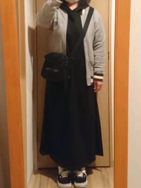 「Aunt Marie's（アントマリーズ）のAUNT MARIE'S バックプリーツフーディーワンピース（ワンピース）」を使った、mochaさん（レディース・155cm）の春コーディネート