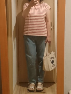 「HOLLYWOOD RANCH MARKET（ハリウッドランチマーケット）のアイテム（トートバッグ）」を使った、mochaさん（レディース・155cm）の夏コーディネート