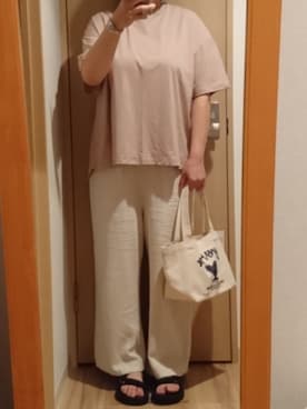 「HOLLYWOOD RANCH MARKET（ハリウッドランチマーケット）のアイテム（トートバッグ）」を使った、mochaさん（レディース・155cm）の夏コーディネート