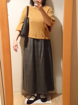 「SVEC（シュベック）のカンフーシューズ kung fu Shoes / ストラップパンプス（バレエシューズ）」を使った、mochaさん（レディース・155cm）の秋コーディネート