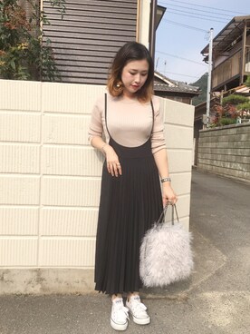 「allureville（アルアバイル）のアイテム（サロペット/オーバーオール）」を使った、mizuhoさん（レディース・156cm）の秋コーディネート