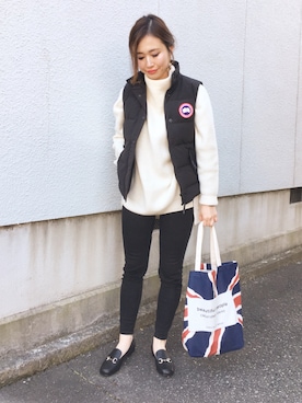 「アイテム（ダウンベスト）」を使った、mizuhoさん（レディース・156cm）の冬コーディネート
