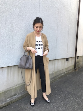 「Drawer（ドゥロワー）のアイテム（トップス）」を使った、mizuhoさん（レディース・156cm）の春コーディネート